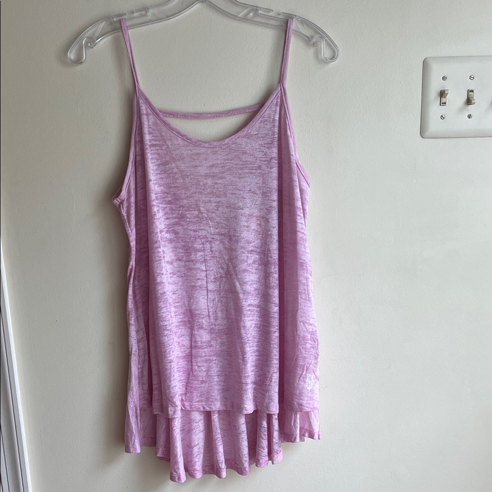 Free People Burnout Acid Wash Flowy Tank Top in Light Pink Purple